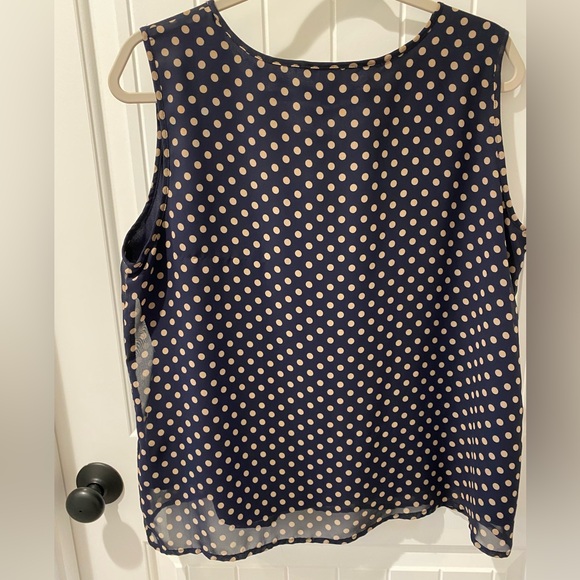 CJ Banks Navy and Cream Polka Dot Sleeveless Camisole - Picture 3 of 5